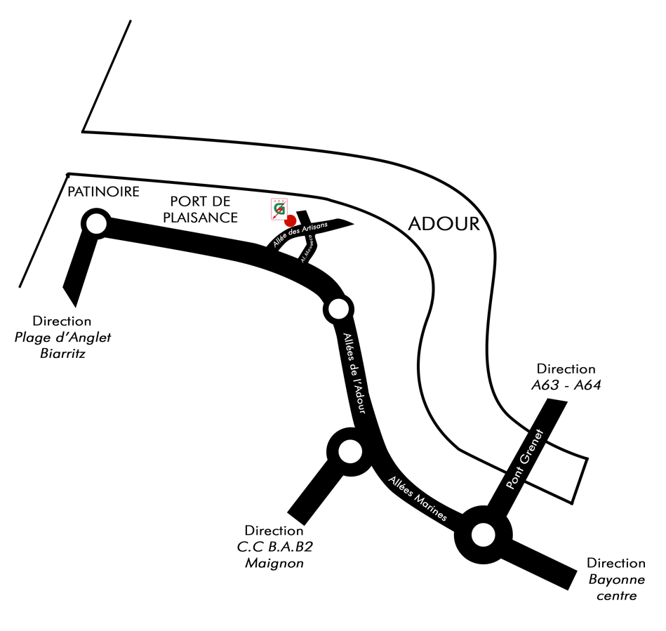 Plan d'accès ABE GONZALEZ ANGLET